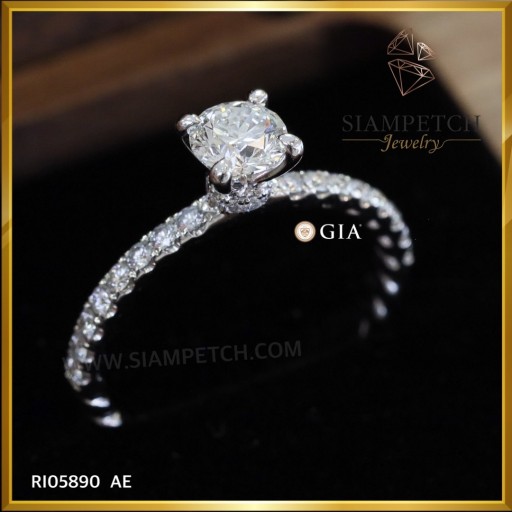 แหวนเพชรเม็ดกลาง 0.51 กะรัต สี 96 ใบเซอร์ GIA Triple Excellent RI05890