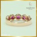 แหวนแถวทับทิมล้อมเพชรสี 99 ดีไซน์ร่วมสมัย ตัวเรือนทองพิ้งโกลด์ 14K RI06062